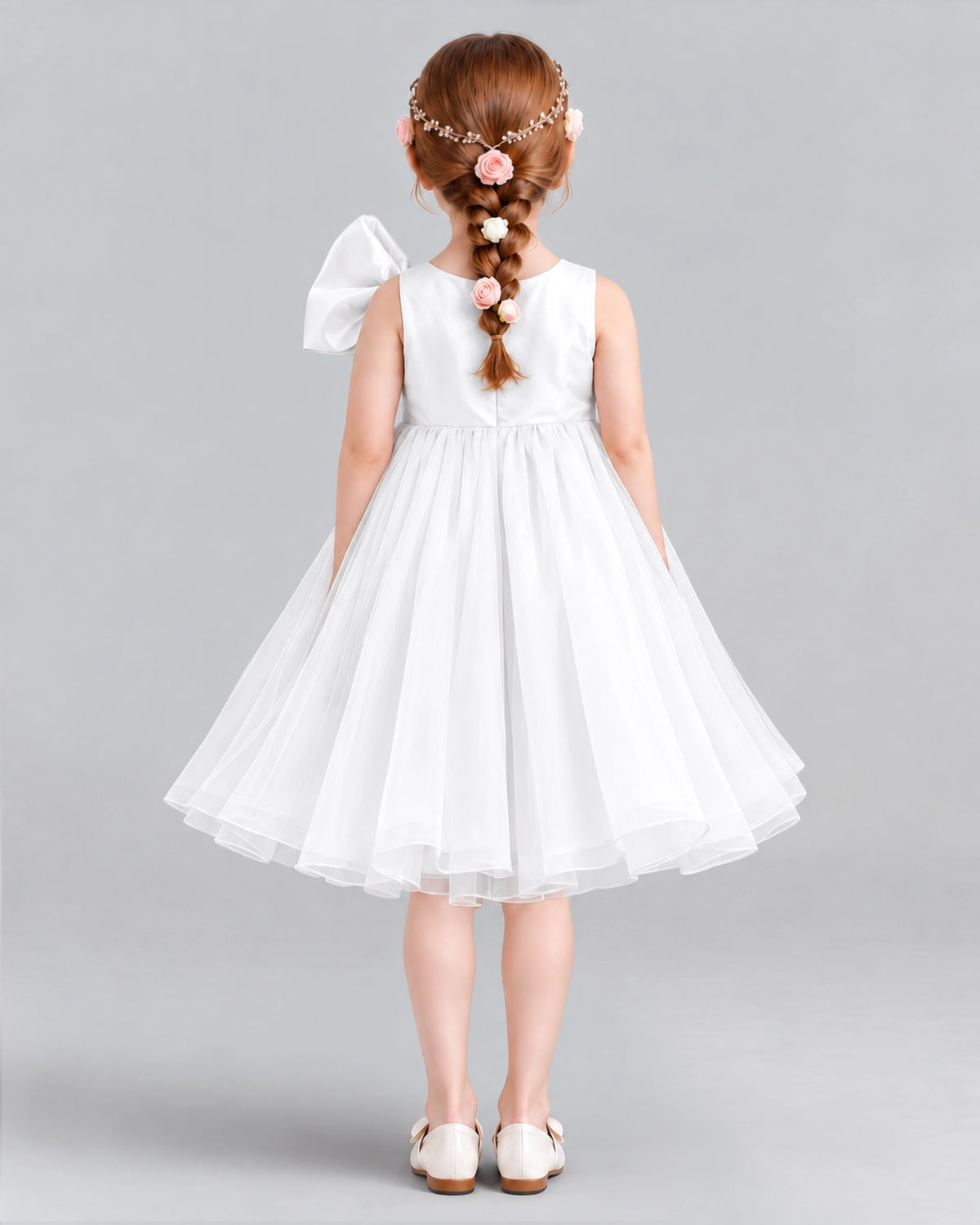 Ivory Ball Gown Girls Formal Dresses Back