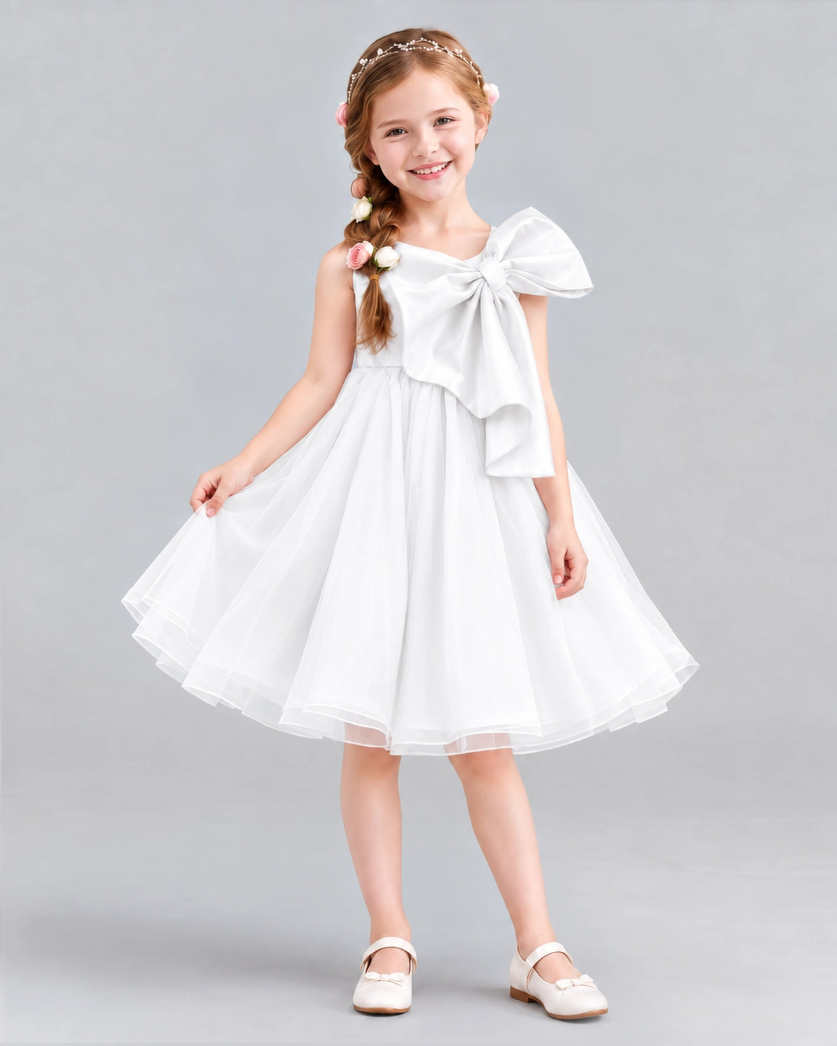 Ivory Ball Gown Girls Formal Dresses Front