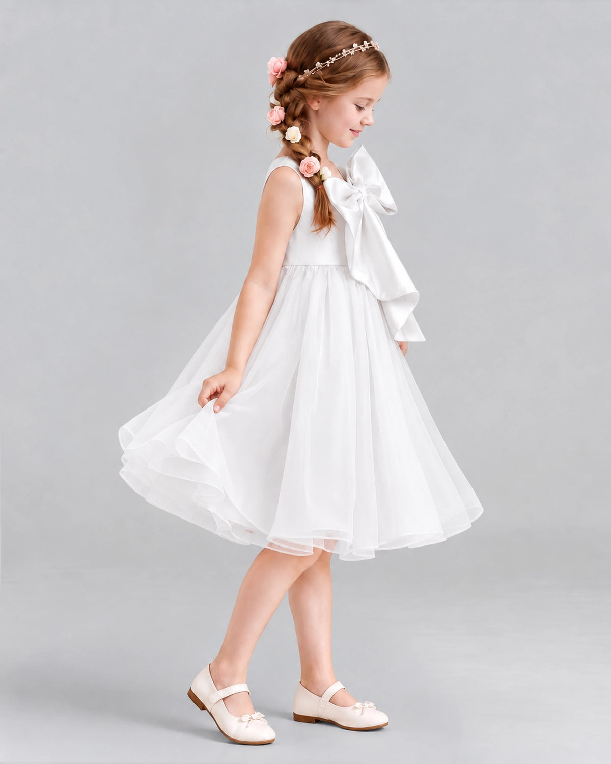 Ivory Ball Gown Girls Formal Dresses Side