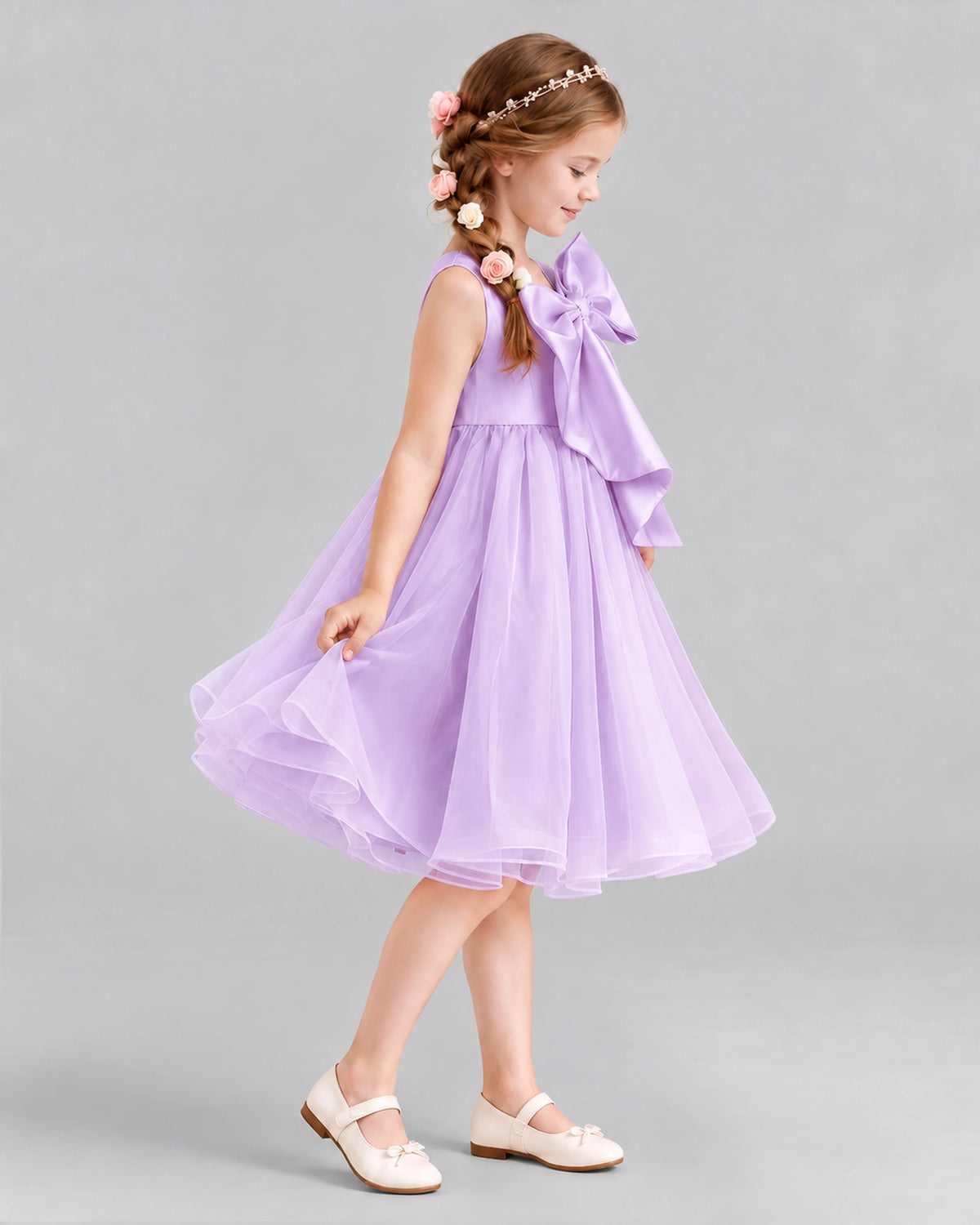 Lilac Ball Gown Girls Formal Dresses Side