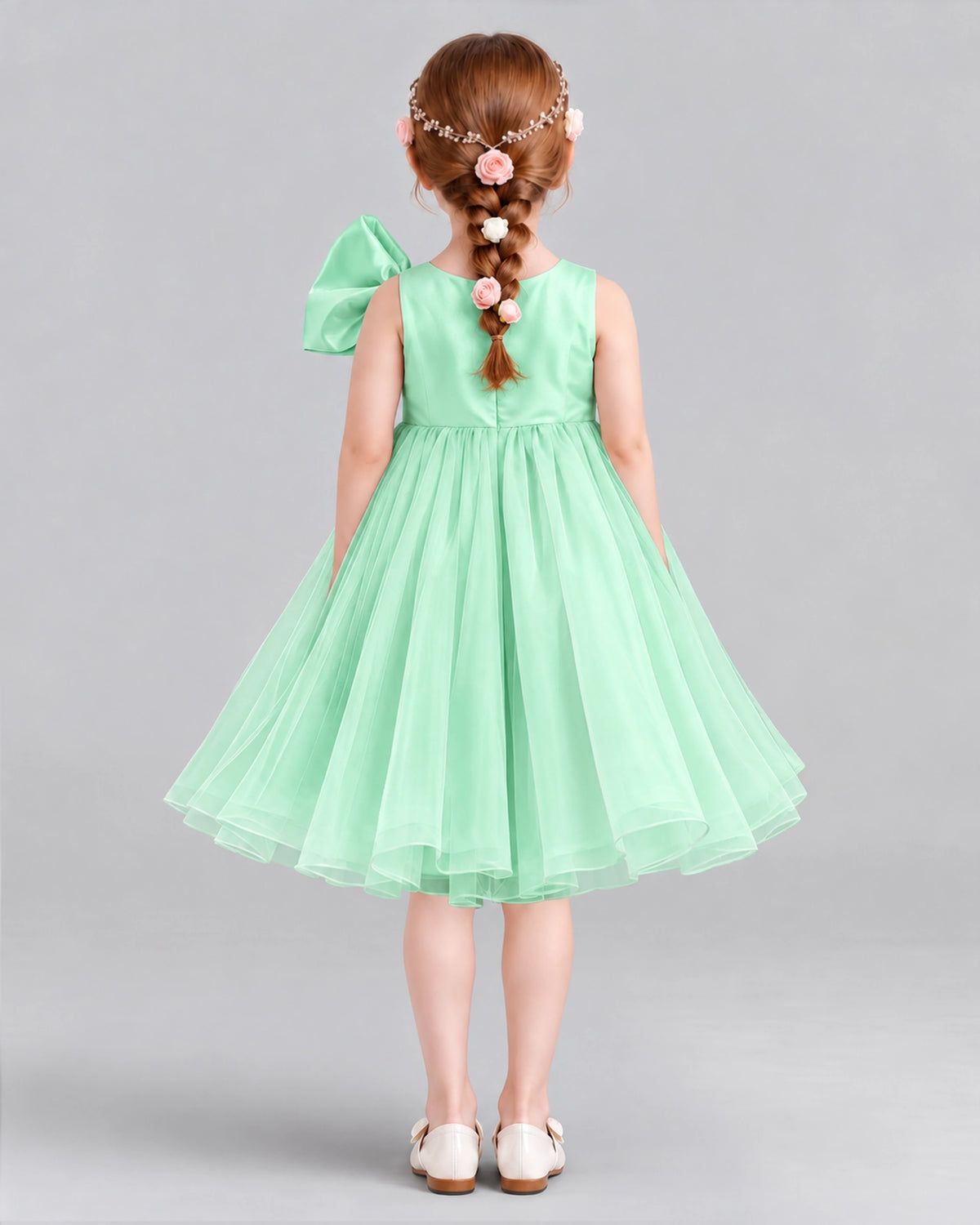 Mint Green Ball Gown Girls Formal Dresses Back