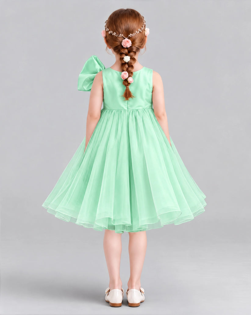Mint Green Ball Gown Girls Formal Dresses Back