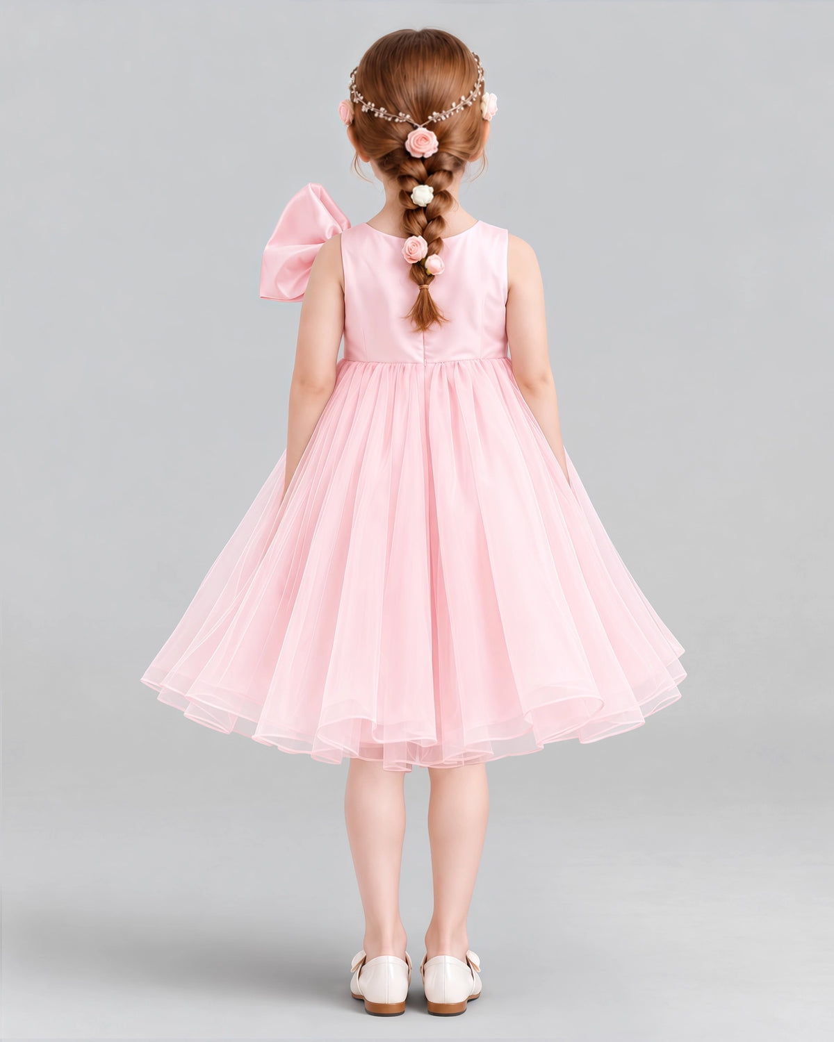 Pink Ball Gown Girls Formal Dresses Back