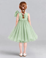 Sage Green Ball Gown Girls Formal Dresses Back