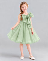 Sage Green Ball Gown Girls Formal Dresses Front