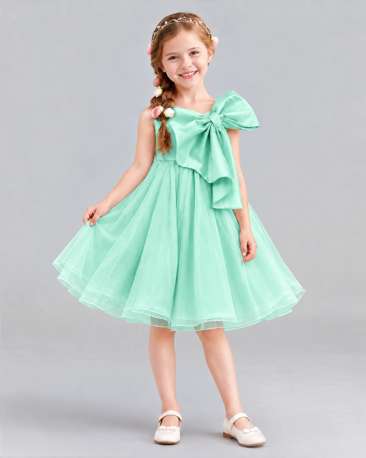 Turquoise Ball Gown Girls Formal Dresses Front
