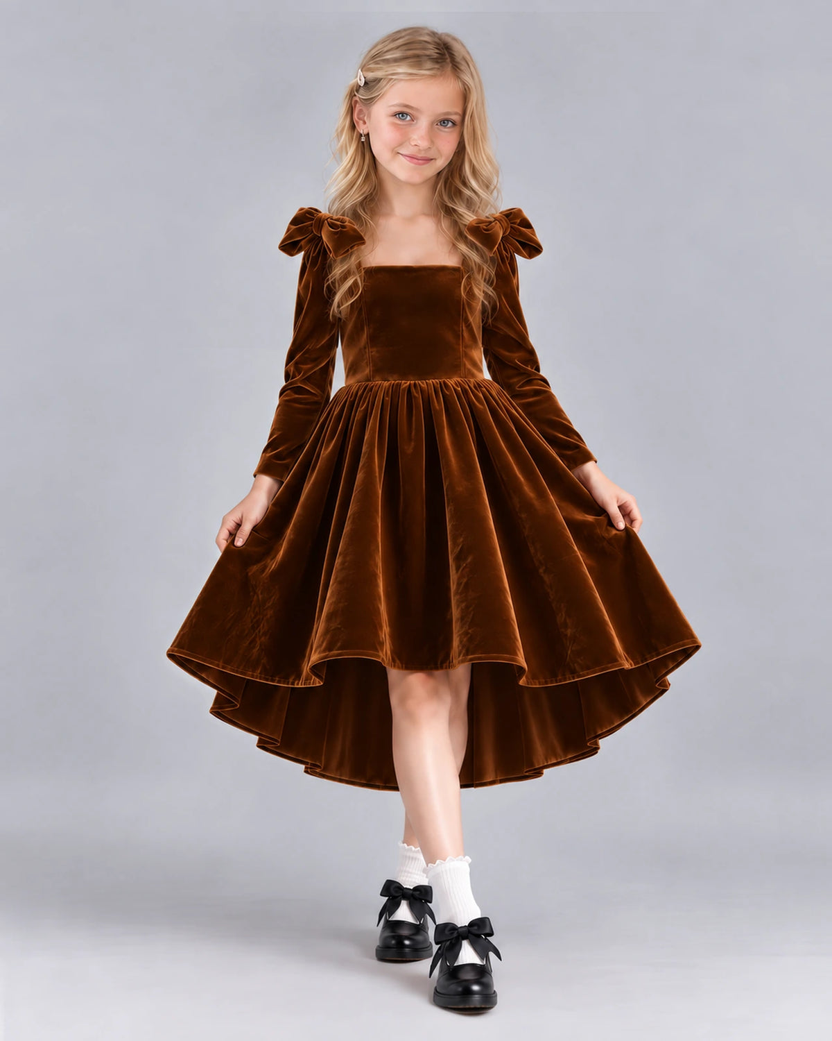 Chocolate A-line Girls Formal Dress Front