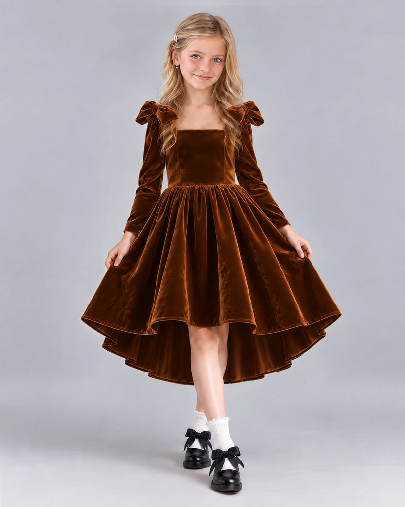 Chocolate A-line Girls Formal Dress Front