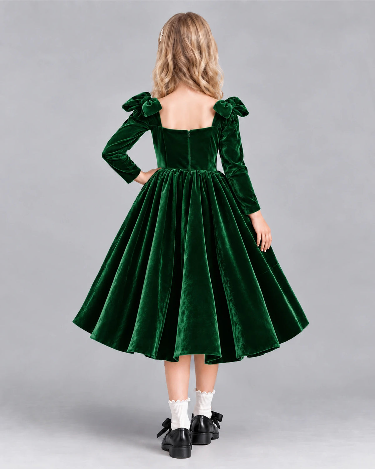Dark Green A-line Girls Formal Dress Back [Shared]