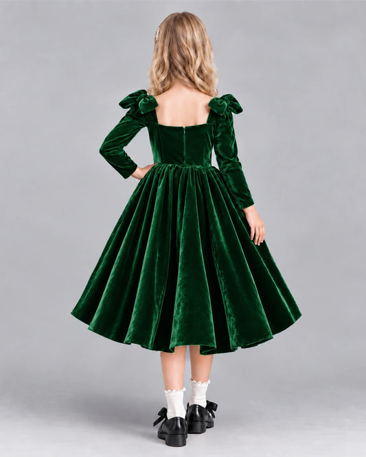 Dark Green A-line Girls Formal Dress Back [Shared]