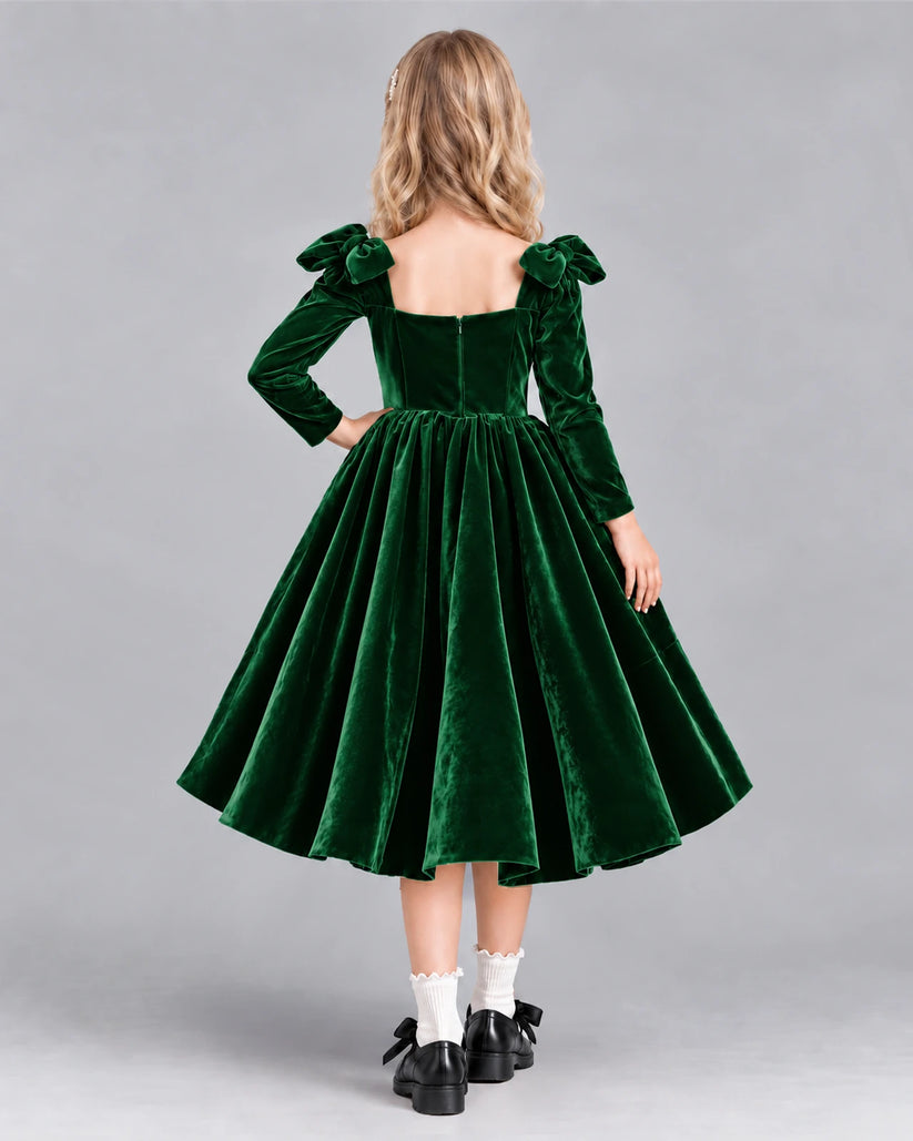 Dark Green A-line Girls Formal Dress Back [Shared]