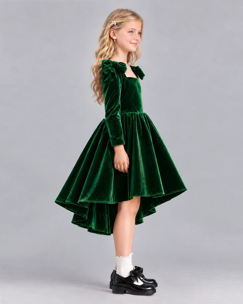 Dark Green A-line Girls Formal Dress Side [Shared]