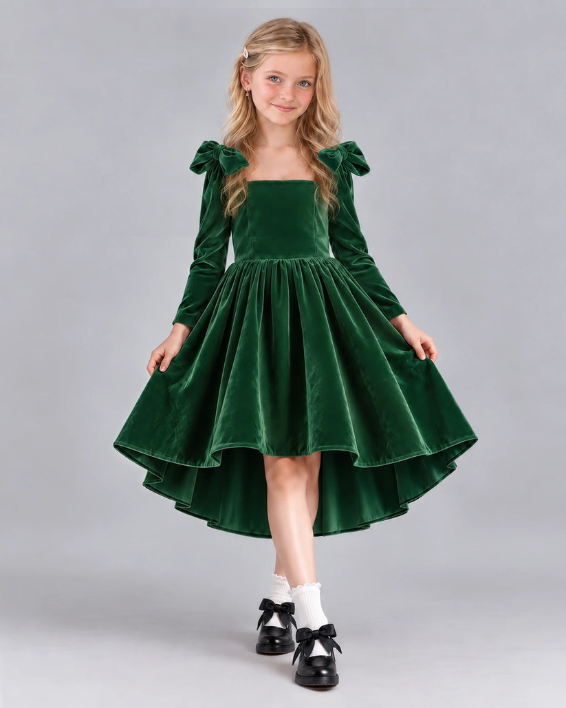 Emerald Green A-line Girls Formal Dress Front