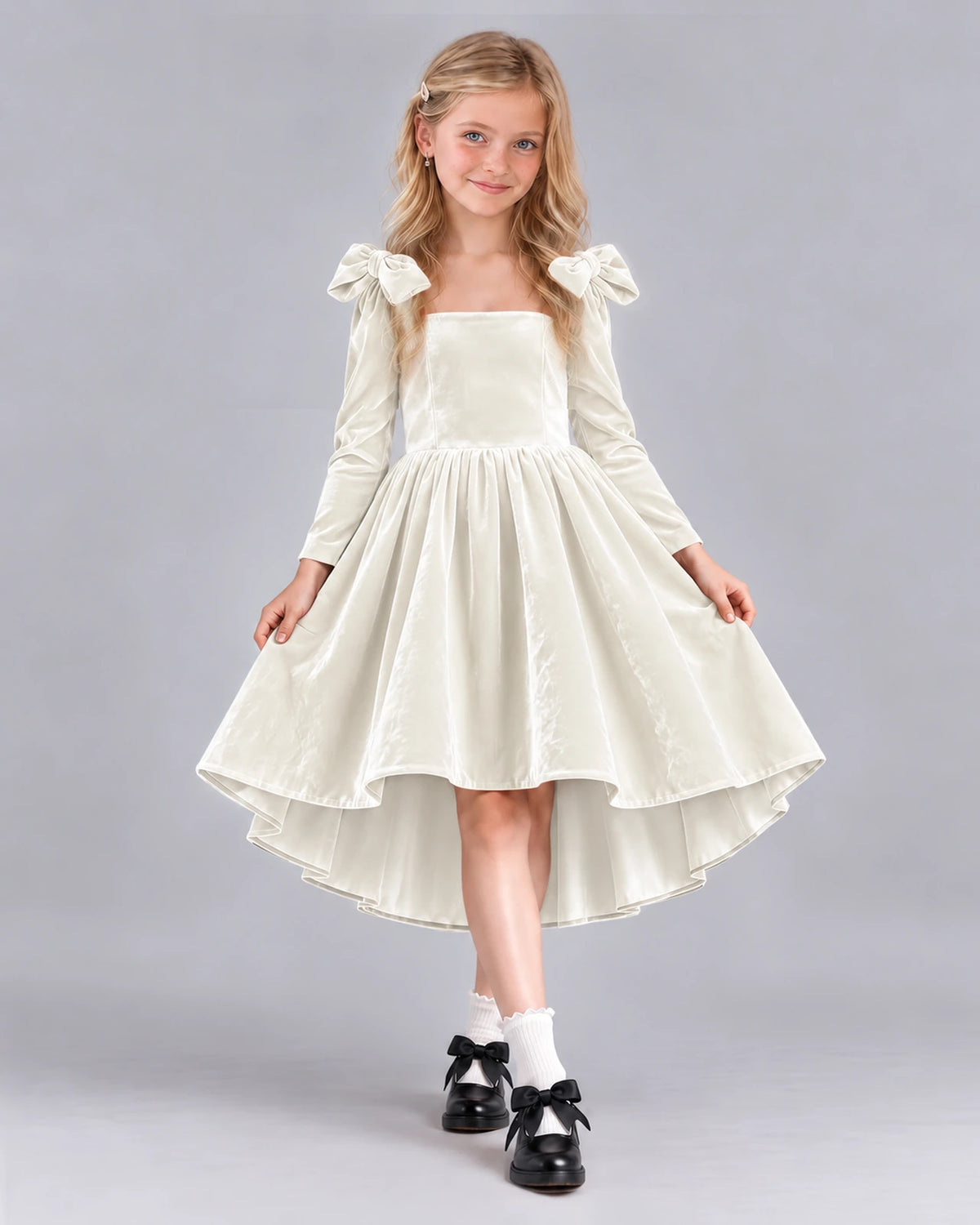 Ivory A-line Girls Formal Dress Front