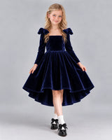 Navy Blue A-line Girls Formal Dress Front