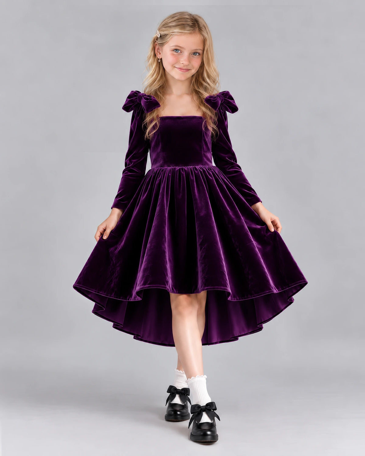 Purple A-line Girls Formal Dress Front