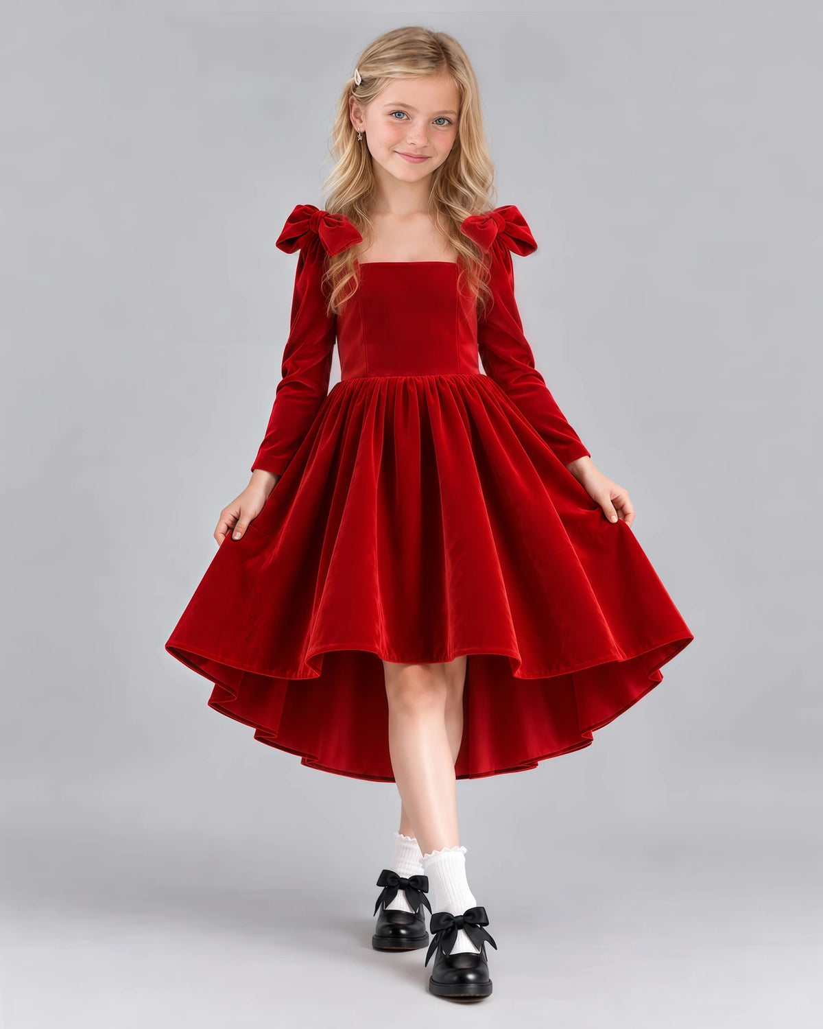 Red A-line Girls Formal Dress Front