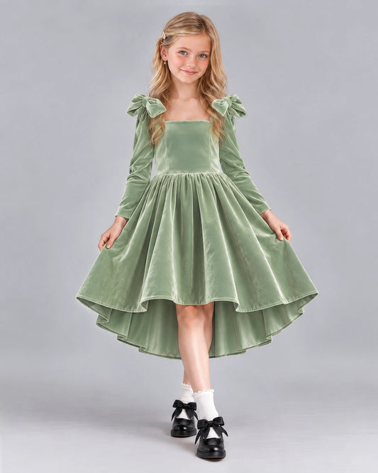 Sage Green A-line Girls Formal Dress Front