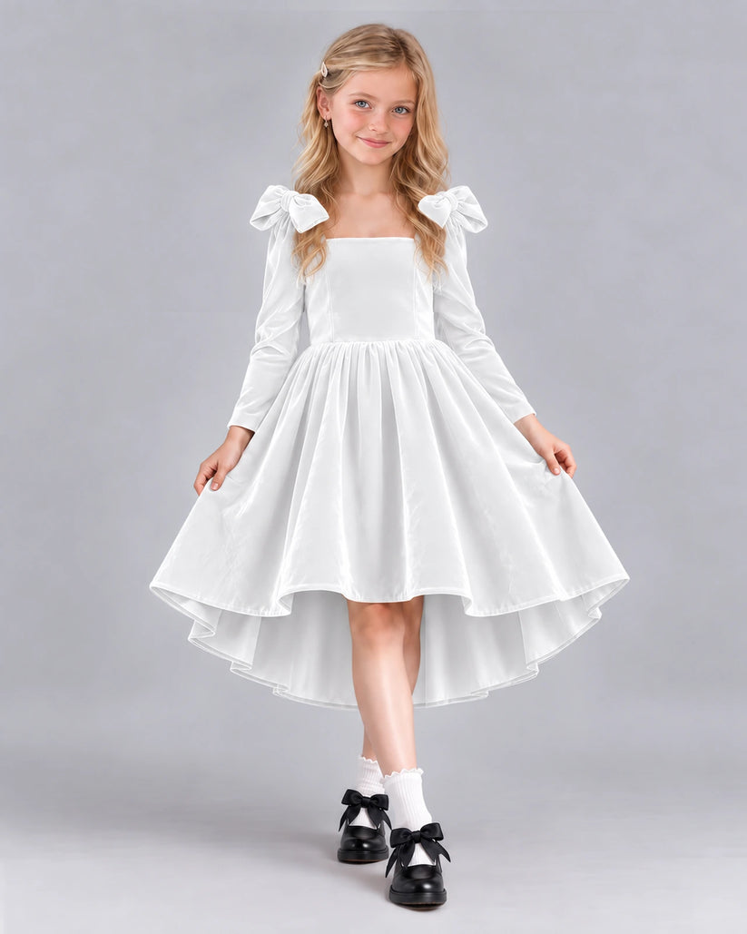 White A-line Girls Formal Dress Front