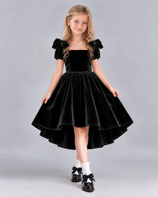 Black Ball Gown Junior Bridesmaid Dress Front
