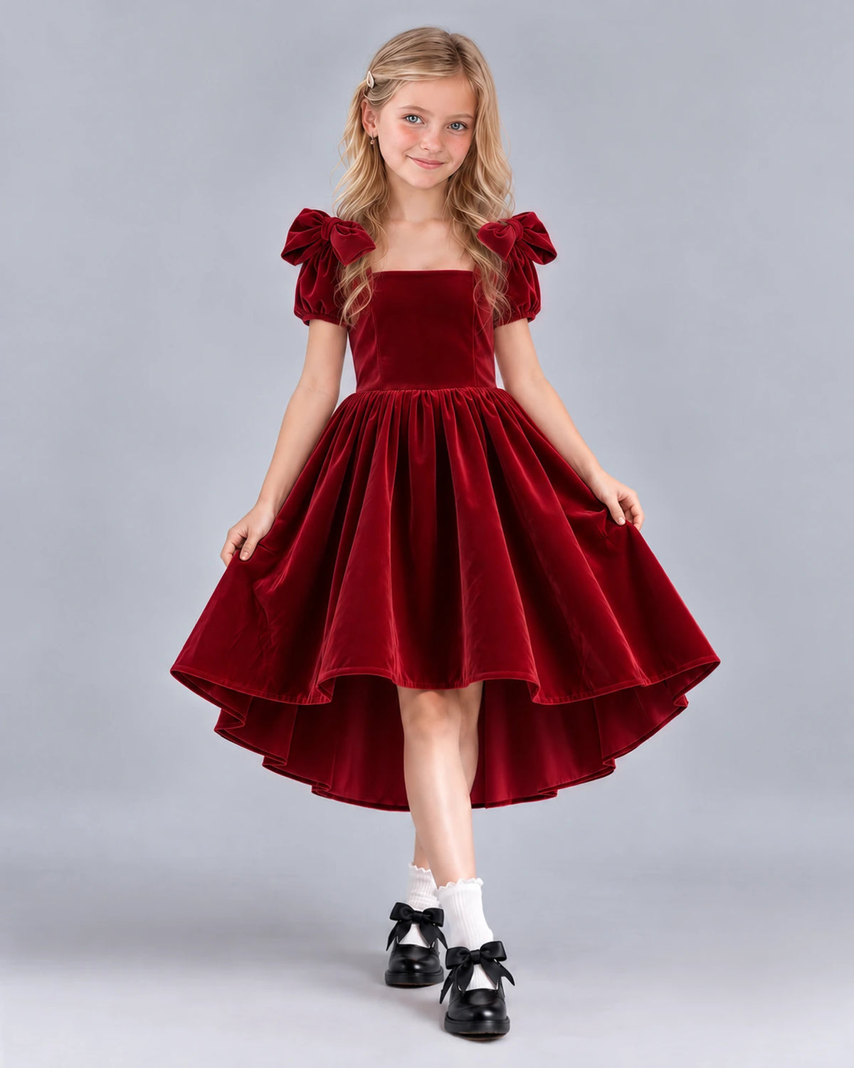 Burgundy Ball Gown Junior Bridesmaid Dress Front