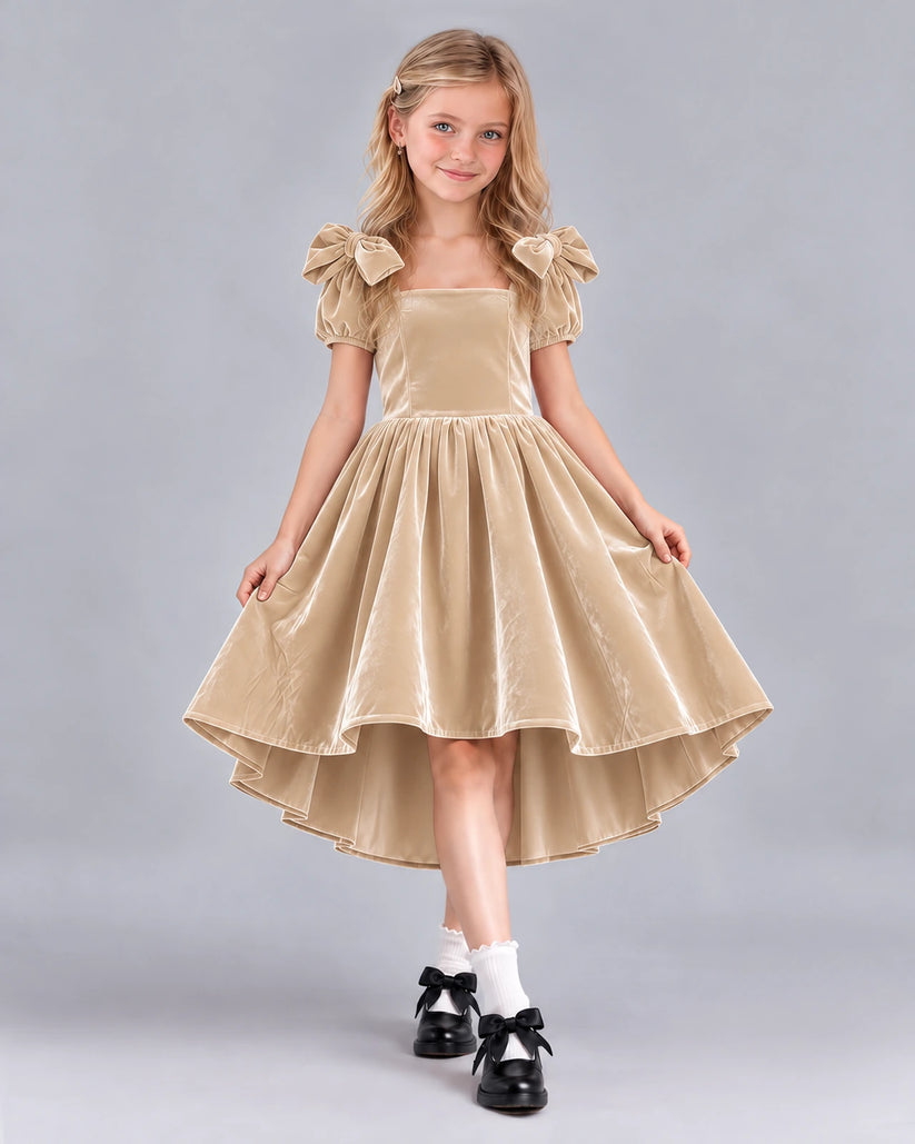 Champagne Ball Gown Junior Bridesmaid Dress Front