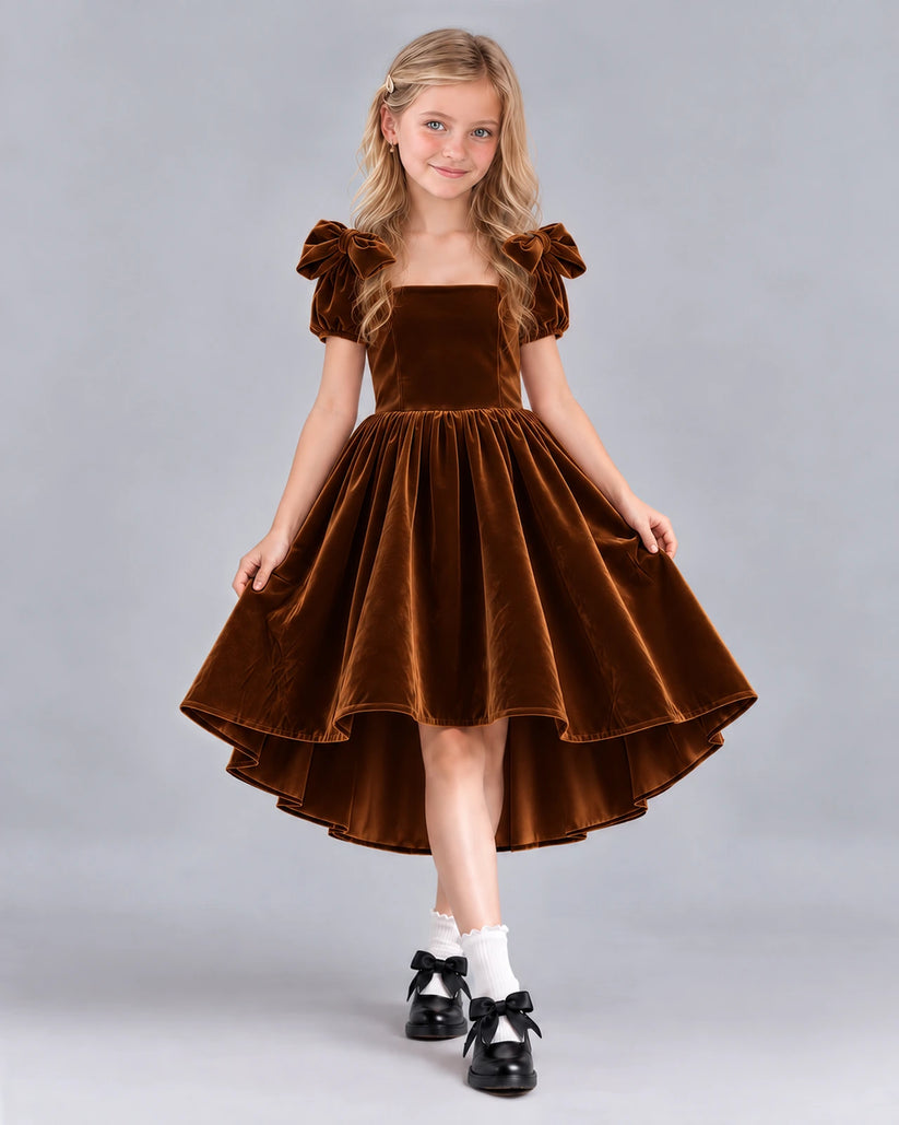 Chocolate Ball Gown Junior Bridesmaid Dress Front