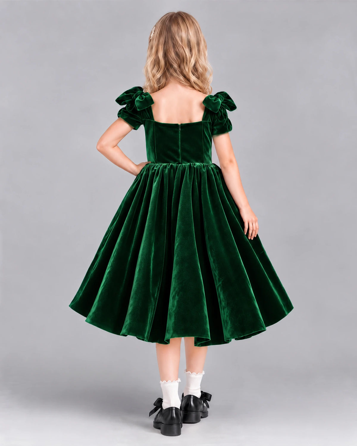 Dark Green Ball Gown Junior Bridesmaid Dress Back [Shared]