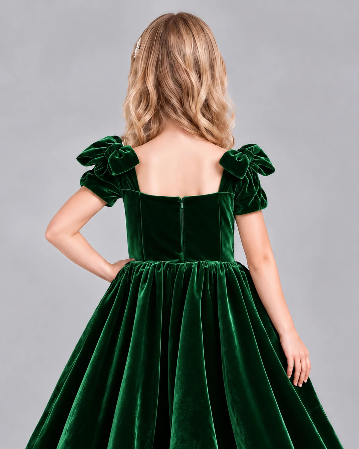 Dark Green Ball Gown Junior Bridesmaid Dress Back_Detail [Shared]