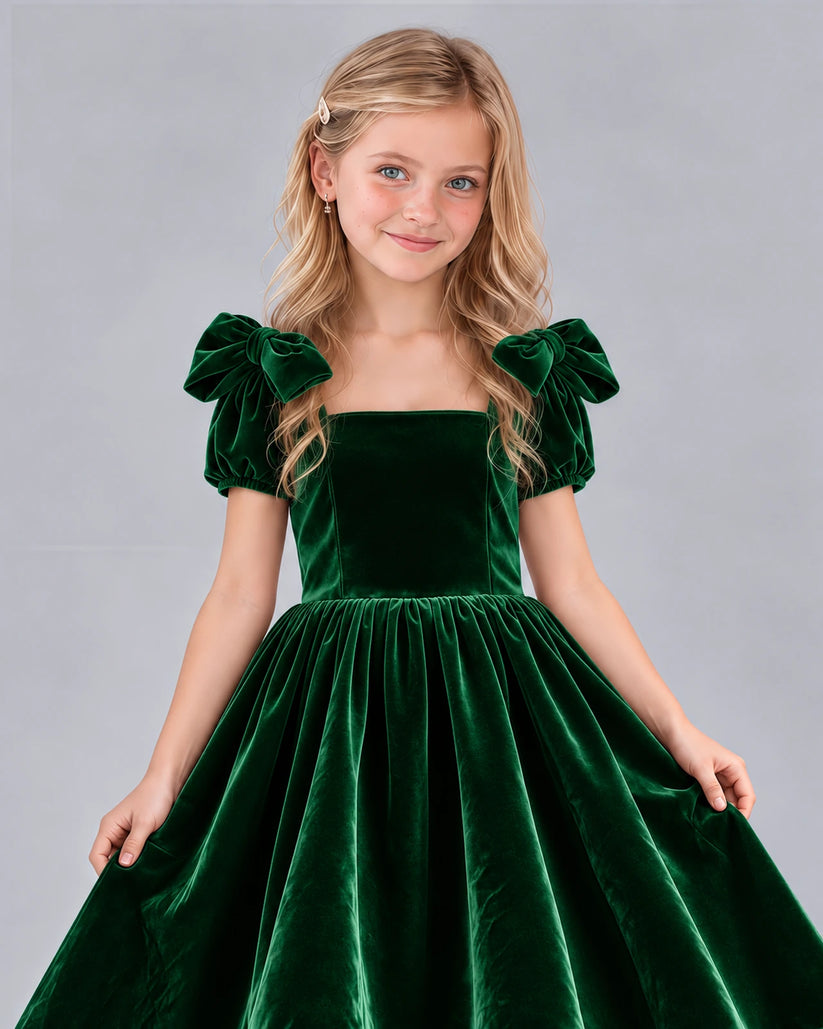 Dark Green Ball Gown Junior Bridesmaid Dress Detail [Shared]