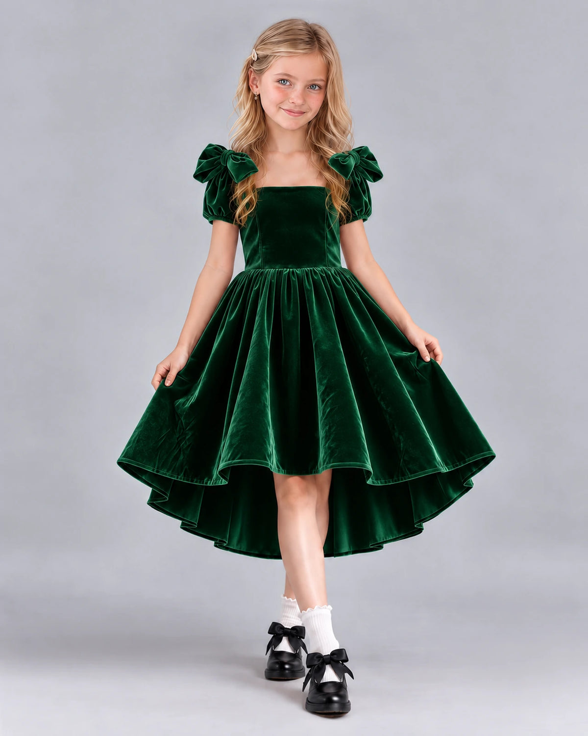 Dark Green Ball Gown Junior Bridesmaid Dress Front