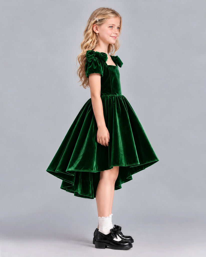 Dark Green Ball Gown Junior Bridesmaid Dress Side [Shared]