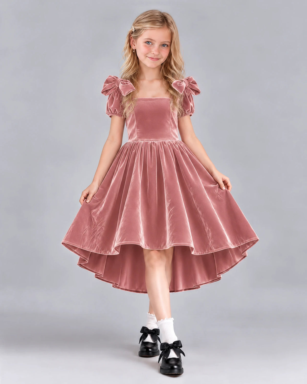 Dusty Rose Ball Gown Junior Bridesmaid Dress Front