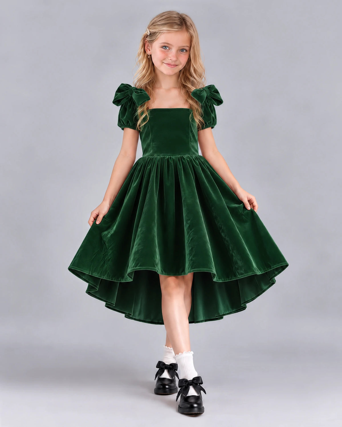 Emerald Green Ball Gown Junior Bridesmaid Dress Front