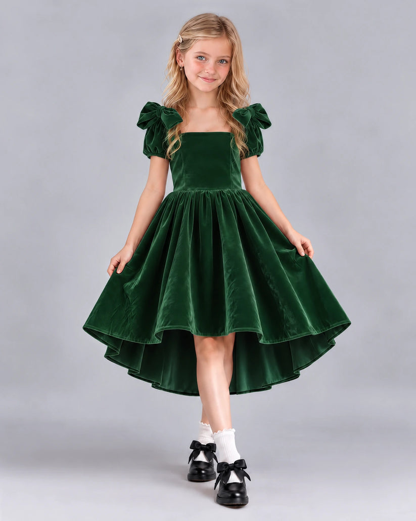 Emerald Green Ball Gown Junior Bridesmaid Dress Front