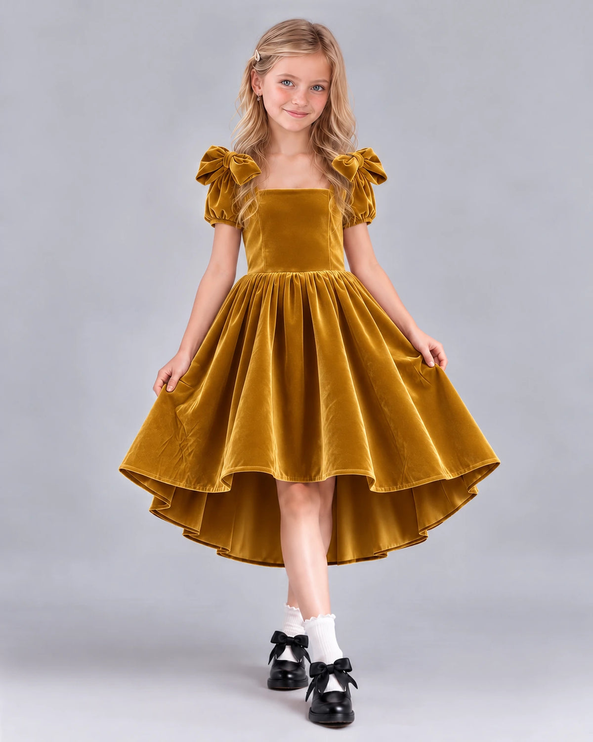 Gold Ball Gown Junior Bridesmaid Dress Front