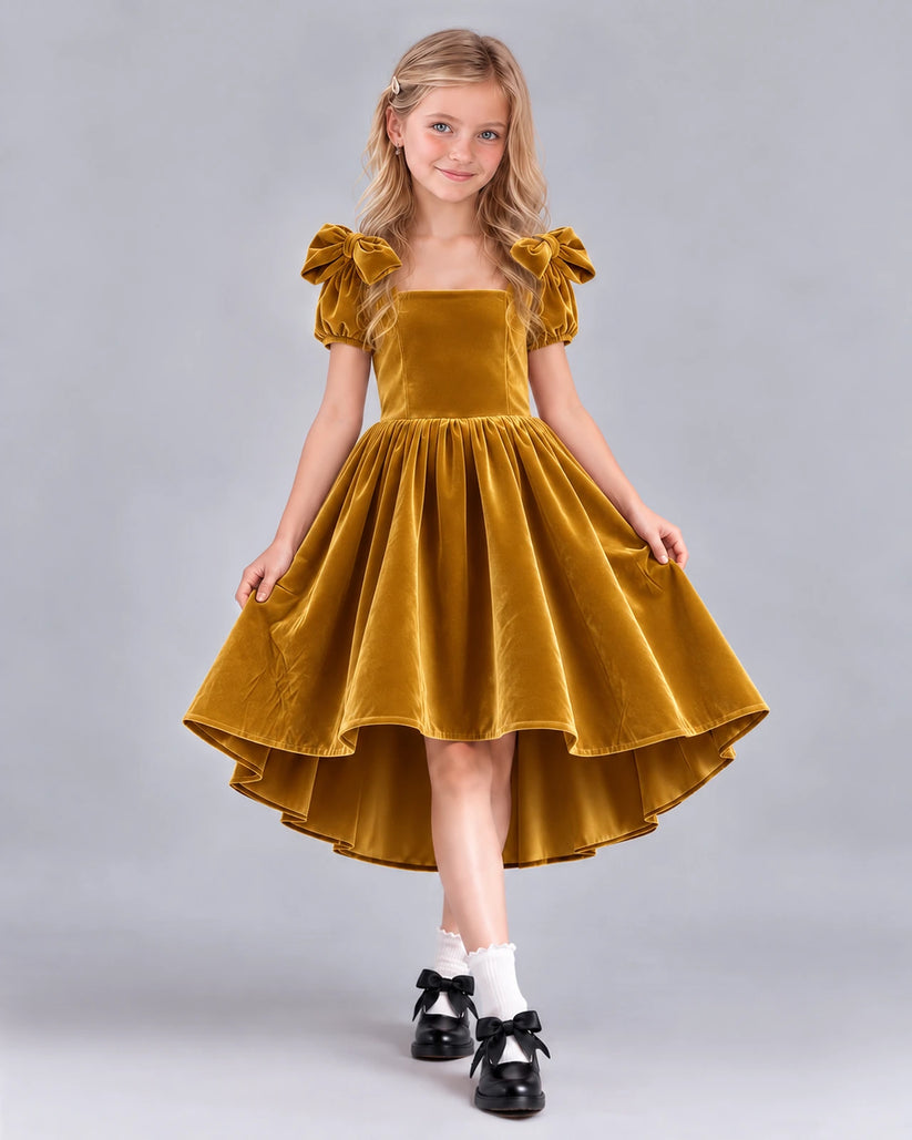 Gold Ball Gown Junior Bridesmaid Dress Front