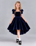 Dideyttawl Puff Sleeve Bow Dress for Junior Bridesmaids