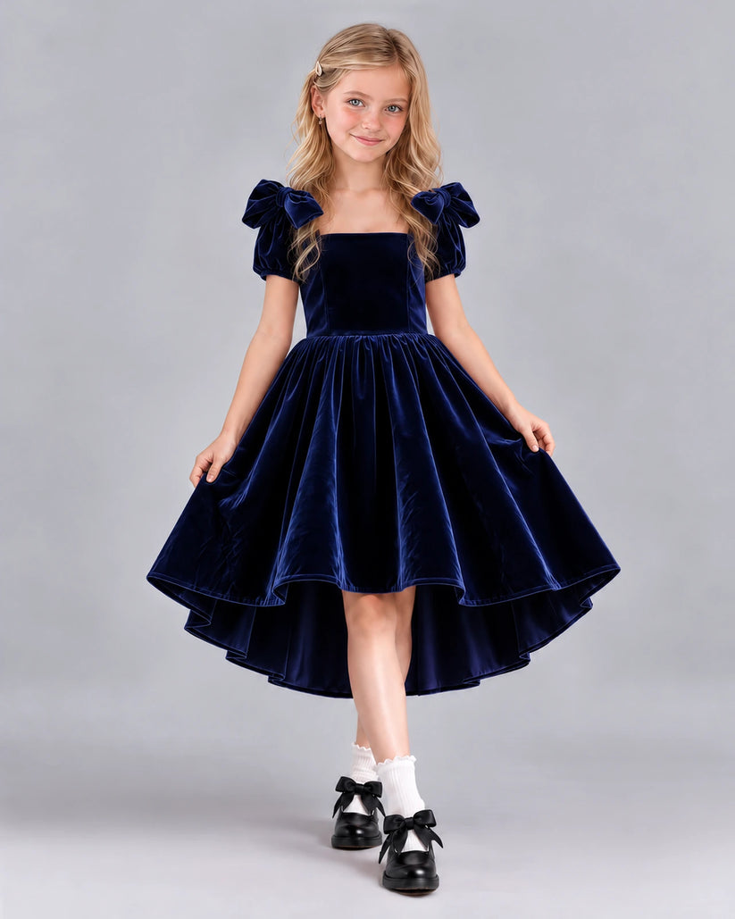 Navy Blue Ball Gown Junior Bridesmaid Dress Front