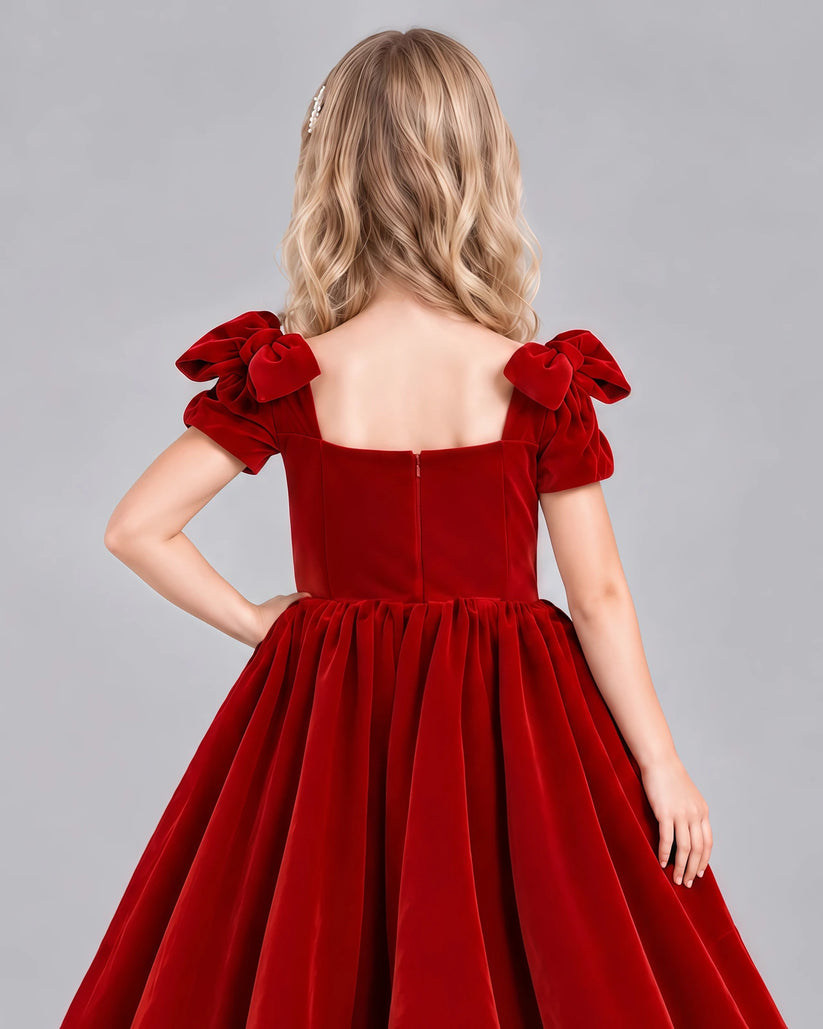 Red Ball Gown Junior Bridesmaid Dress Back_Detail [Shared]