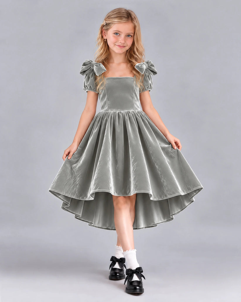 Silver Ball Gown Junior Bridesmaid Dress Front
