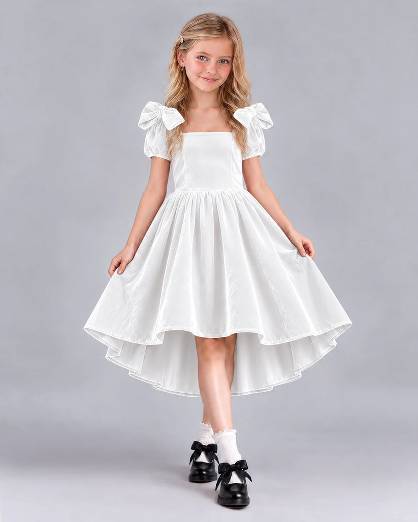 White Ball Gown Junior Bridesmaid Dress Front