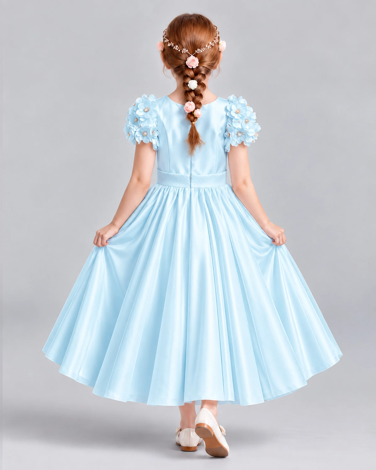 Baby Blue Ball Gown Girls Formal Dresses Back