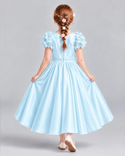 Baby Blue Ball Gown Girls Formal Dresses Back