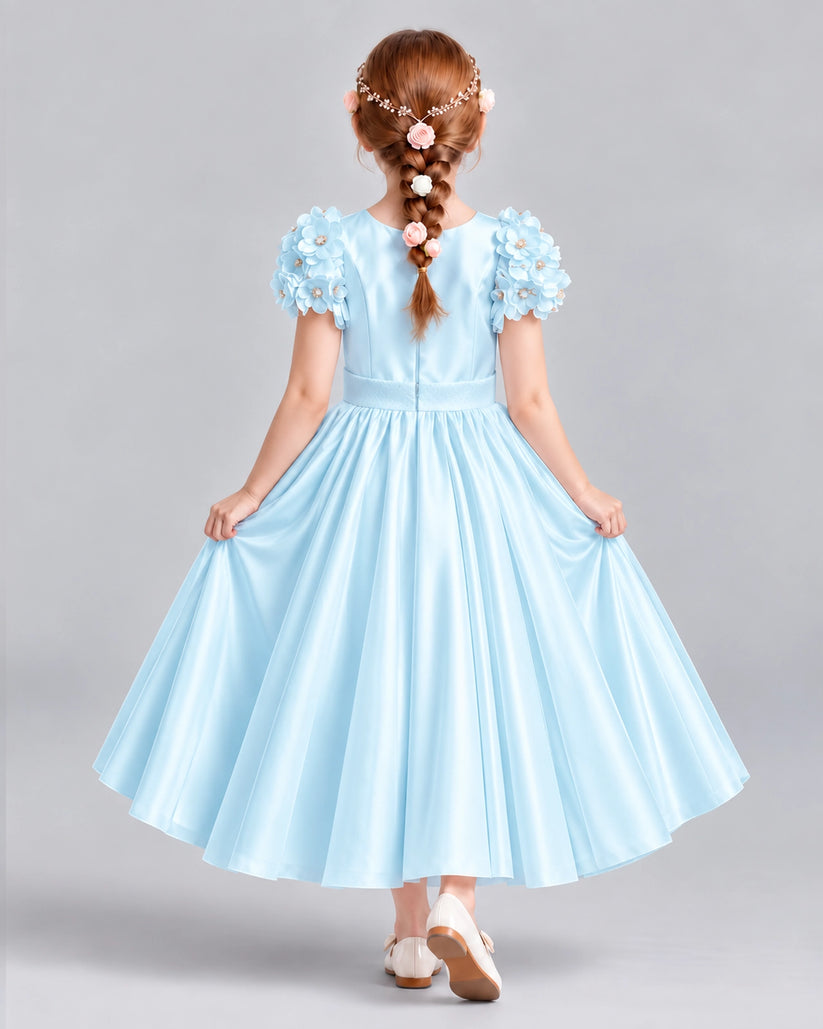 Baby Blue Ball Gown Girls Formal Dresses Back