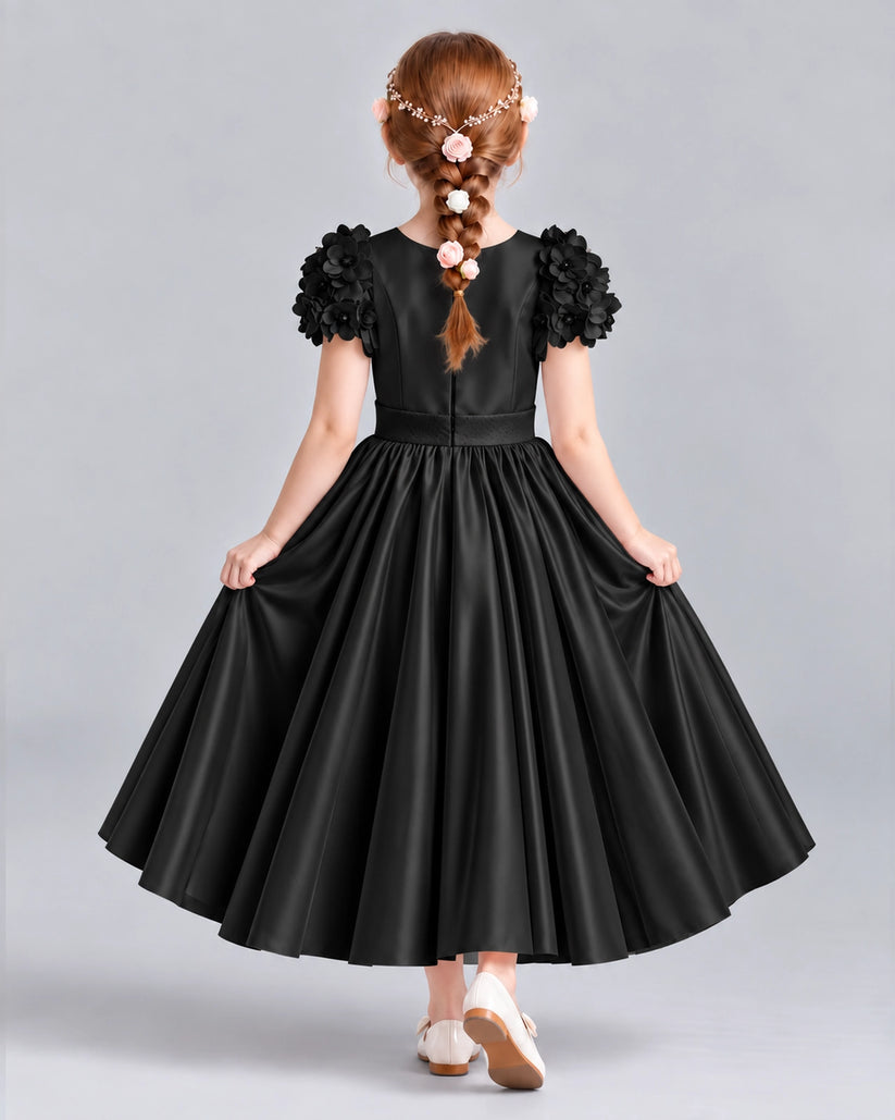 Black Ball Gown Girls Formal Dresses Back