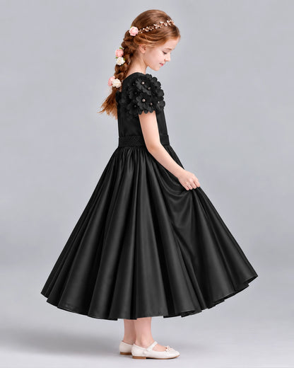 Black Ball Gown Girls Formal Dresses Side