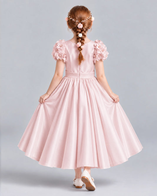 Blush Pink Ball Gown Girls Formal Dresses Back