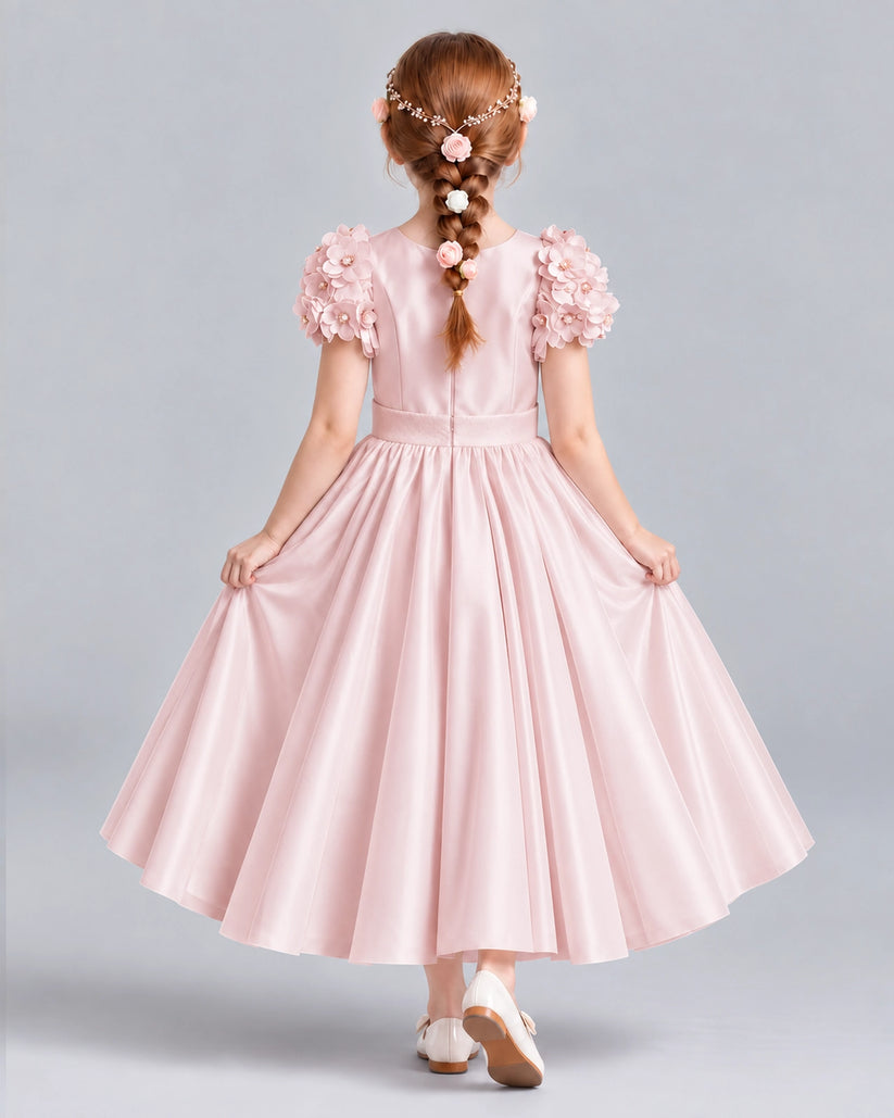 Blush Pink Ball Gown Girls Formal Dresses Back