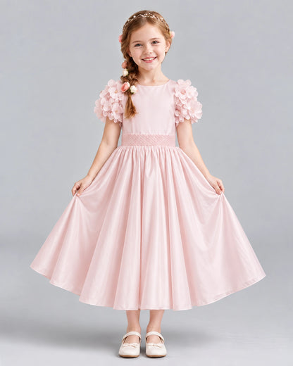 Blush Pink Ball Gown Girls Formal Dresses Front